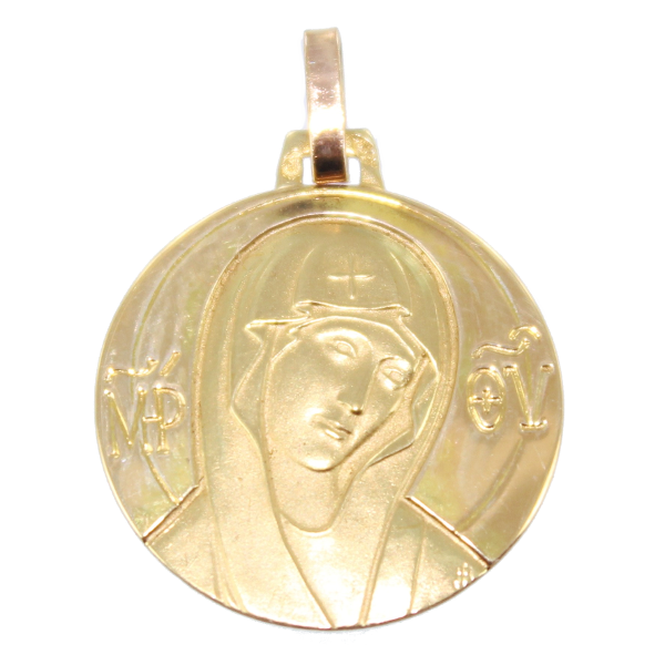 Médaille Or 18 K Jaune Sainte Vierge Mère de Dieu