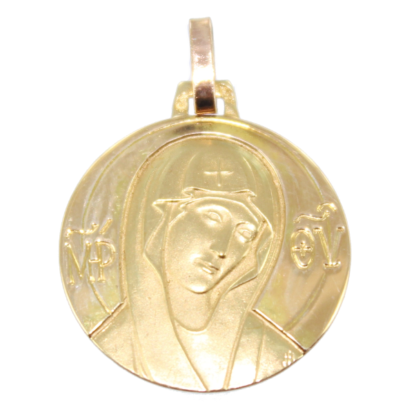 Médaille Or 18 K Jaune Sainte Vierge Mère de Dieu 