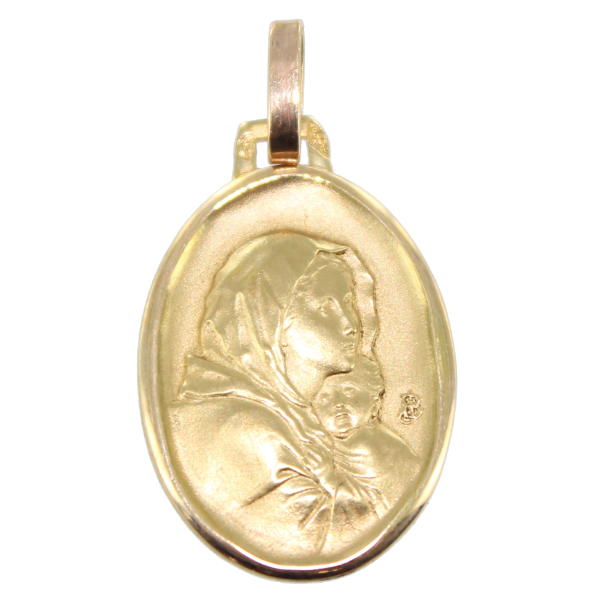 Médaille Or 18 K Jaune Sainte Vierge à l'enfant Arthus Bertrand