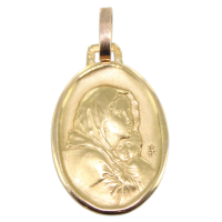 Médaille Or 18 K Jaune Sainte Vierge à l'enfant Arthus Bertrand 