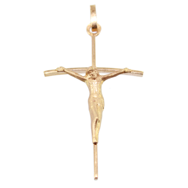 Croix avec Christ - Bâton Or 18 K Jaune 