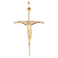 Croix avec Christ - Bâton Or 18 K Jaune 