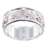 Bague Argent Bandeau bombé Fleur de lys 