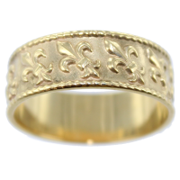 Bague Or Jaune Frise Fleur de lys 