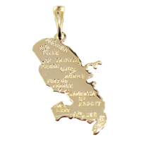 Pendentif Or Jaune Carte Martinique 