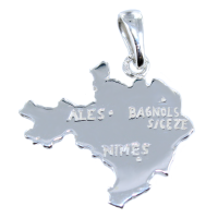 Pendentif Argent Carte Gard gravée 