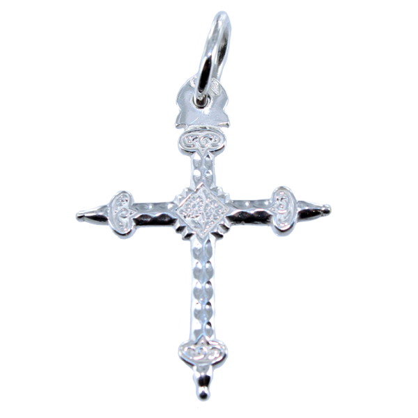 Croix Jeannette ciselée - Taille 2 Argent 