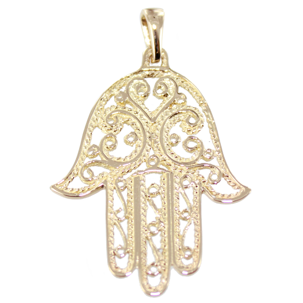 Pendentif Or Jaune Main de Fatma ajourée - Taille 5 