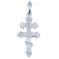 Croix orthodoxe fleurons Argent 