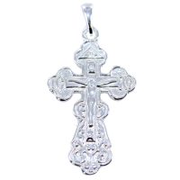 Croix orthodoxe gravée avec christ Argent 