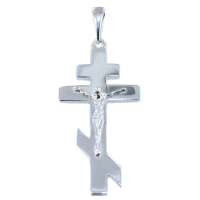 Croix orthodoxe avec Christ - Taille 2 Argent