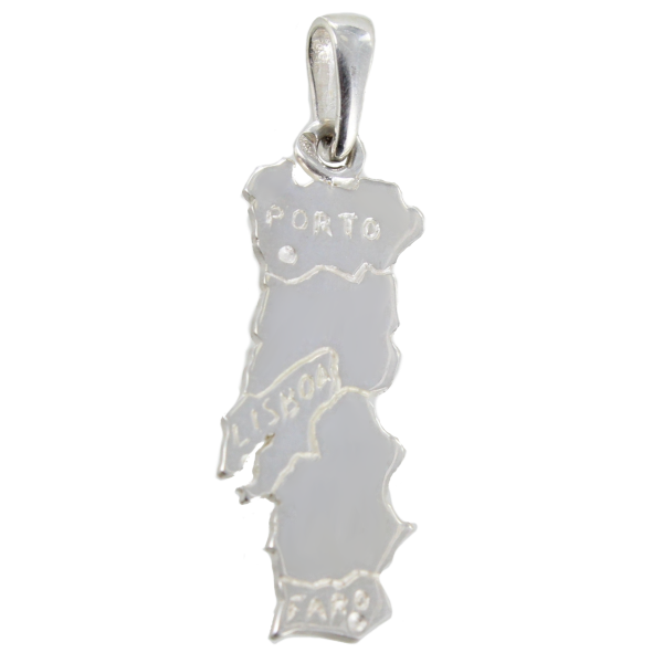 Pendentif Argent Carte du Portugal - Taille 2 