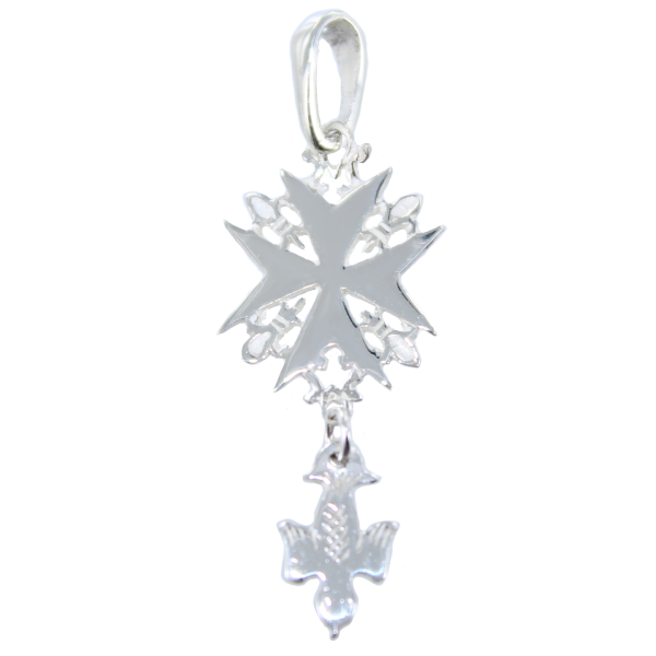 Croix huguenote Fleur de Lys - Taille 1 Argent 