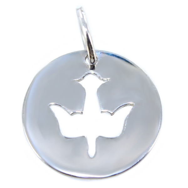 Médaille Argent Colombe protestante ajourée - Taille 2 