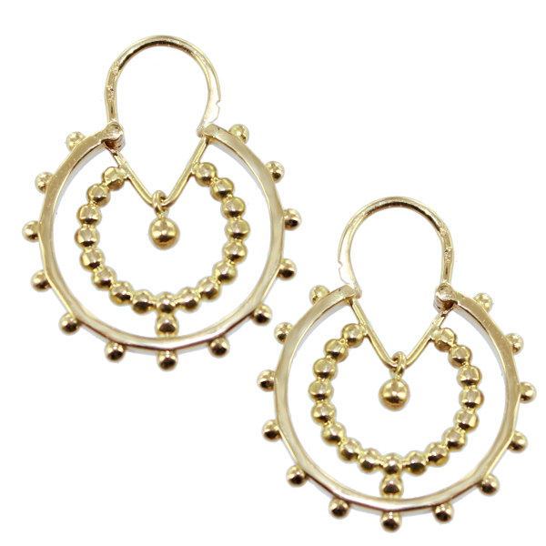 Boucles d'oreilles Or 18 K Jaune Créoles Double Cercle 