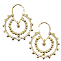 Boucles d'oreilles Or 18 K Jaune Créoles Double Cercle 