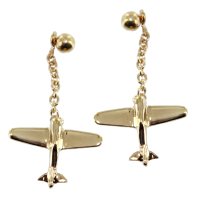 Boucles d'oreilles Or Jaune Avion à hélice pendantes 