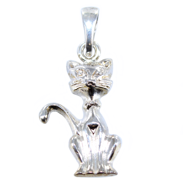 Pendentif Argent Chat assis 