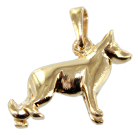 Pendentif Or Jaune Chien Berger allemand debout 