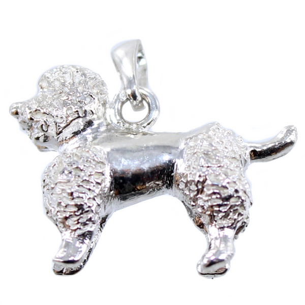 Pendentif Argent Chien Caniche - Taille 2 