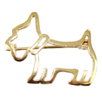 Broche Chien Caniche Or Jaune 