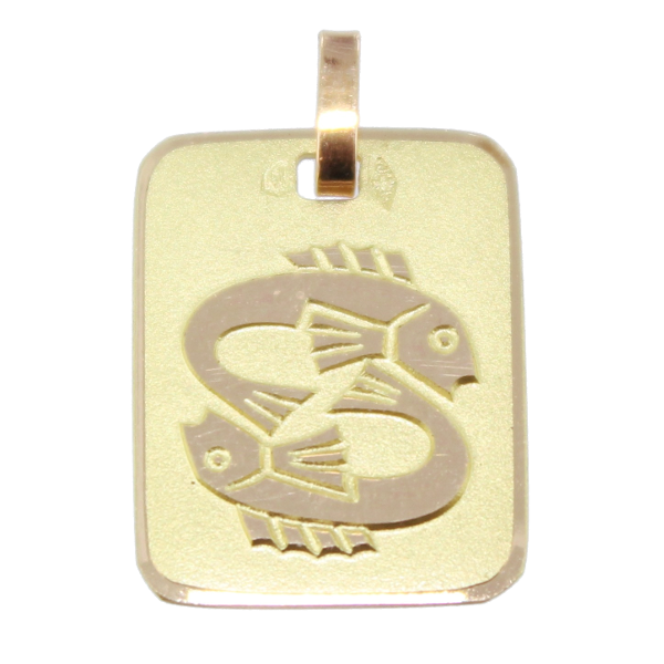 Pendentif Or 18 K Jaune Plaque Symbole astrogique 