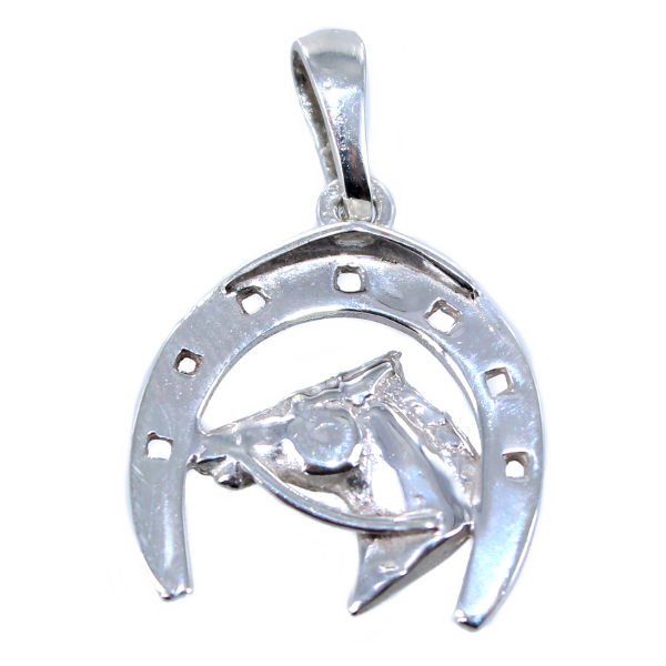 Pendentif Argent Cheval Fer et Tête - Taille 2 