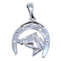 Pendentif Argent Cheval Fer et Tête - Taille 2 