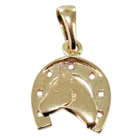 Pendentif Or Jaune Cheval Fer et Tête - Taille 1 