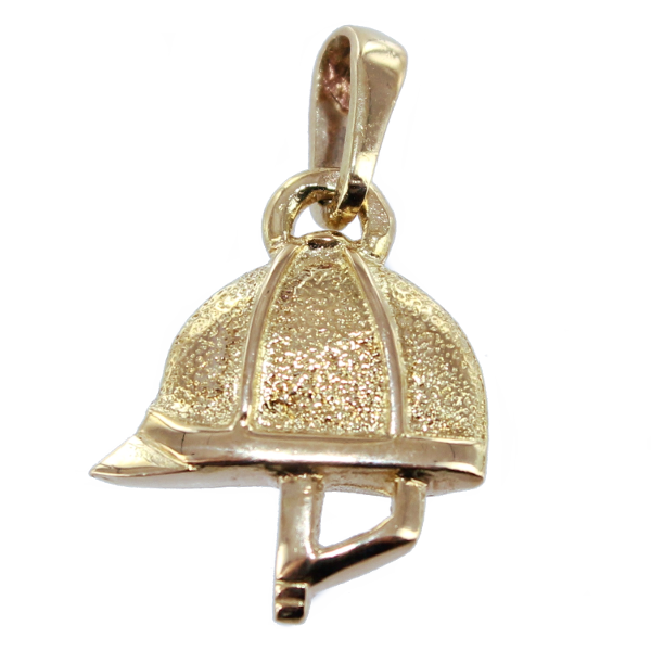 Pendentif Or Jaune Casque d'équitation - Demi-volume 