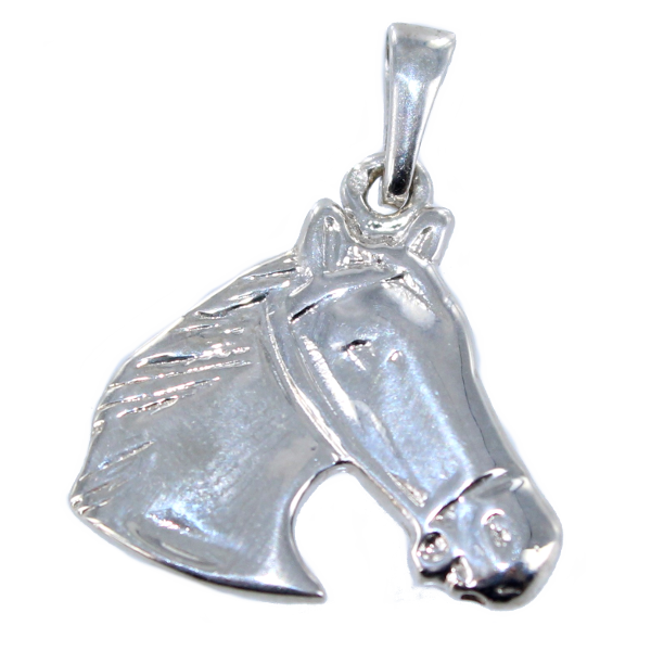 Pendentif Argent Cheval profil enrêné - Taille 4 