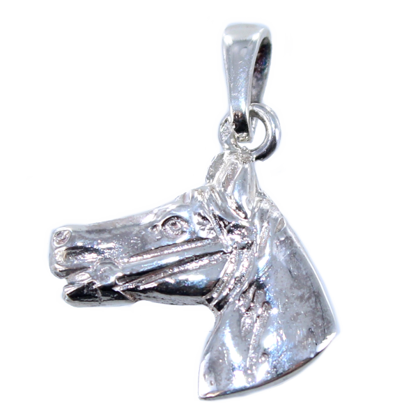 Pendentif Argent Cheval profil enrêné - Taille 3 
