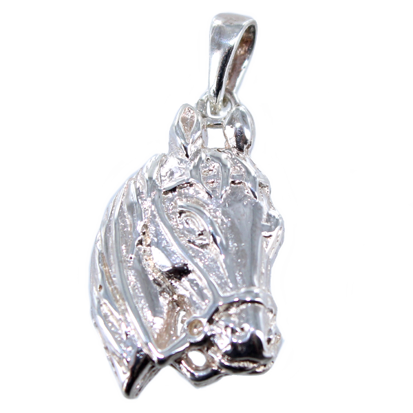 Pendentif Argent Cheval Tête enrênée - Taille 3 