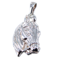 Pendentif Argent Cheval Tête enrênée - Taille 3 