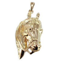 Pendentif Or Jaune Cheval Tête enrênée - Taille 3 