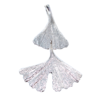 Pendentif Argent Double feuille de Ginkgo 