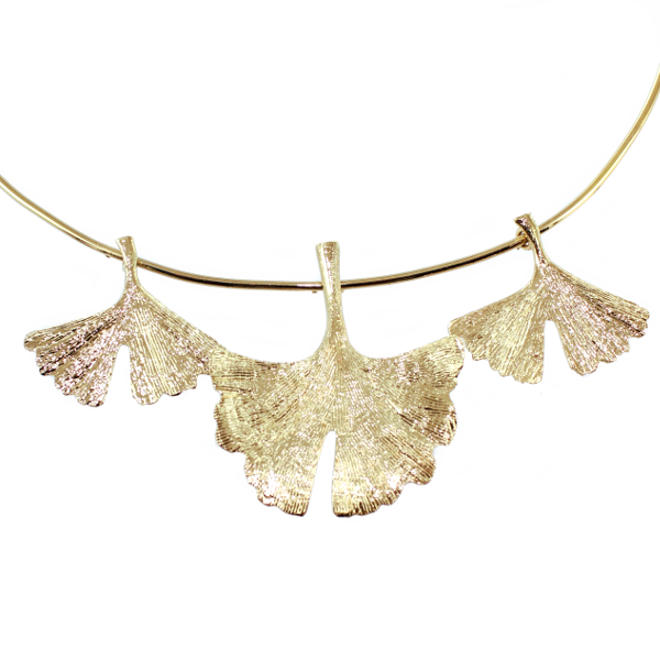 Collier Ginkgo à trois feuilles Or Jaune 