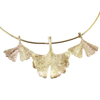 Collier Ginkgo à trois feuilles Or Jaune 