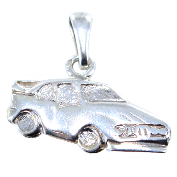 Pendentif Argent Voiture de rallye - Plaque demi relief 