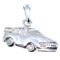 Pendentif Argent Voiture de rallye - Plaque demi relief 