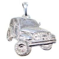 Pendentif Argent Jeep - Plaque demi relief 