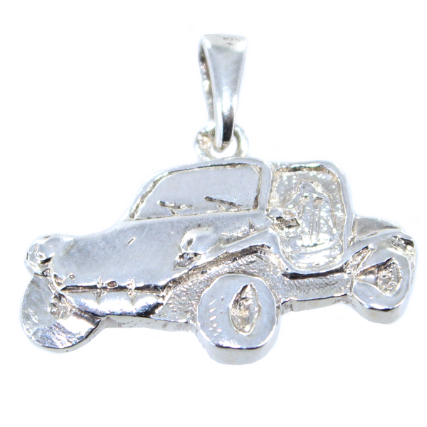 Pendentif Argent Voiture Cross - Plaque demi relief 