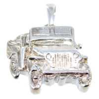 Pendentif Argent Jeep Willys - Plaque demi relief 