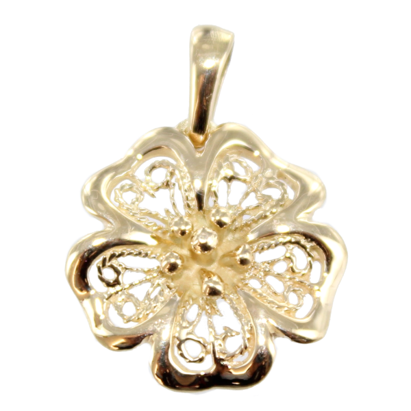 Pendentif Or 18 K Fleur filigrane 