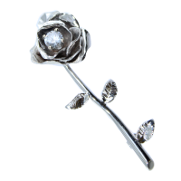 Broche Or 18 K Blanc Rose blanche 