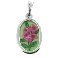 Pendentif Argent Porcelaine Bouquet de pivoines 