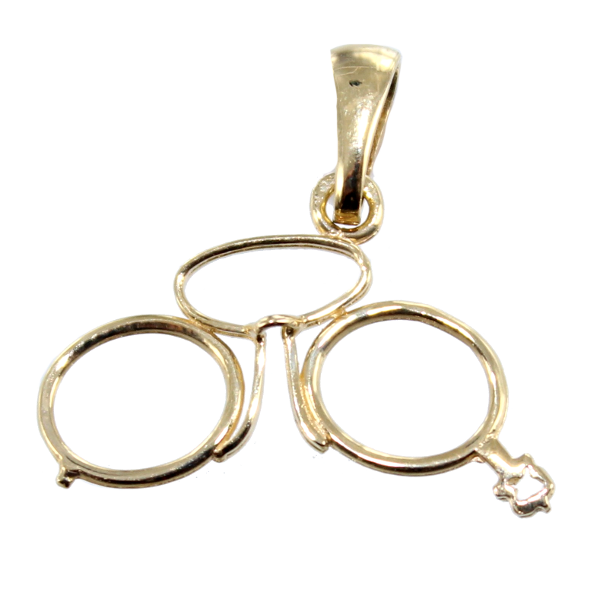 Pendentif Or 18 K Jaune Lunettes Pince de nez 