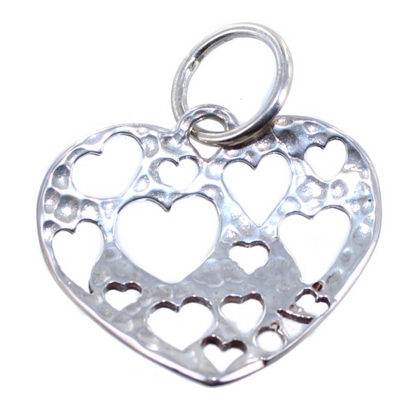 Pendentif Argent Multi-coeur ajouré 