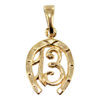 Pendentif Or Jaune Chance du 13 en fer 