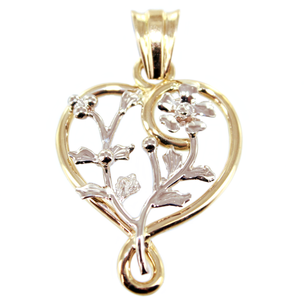 Pendentif Or Bicolore Roseraie coeur 